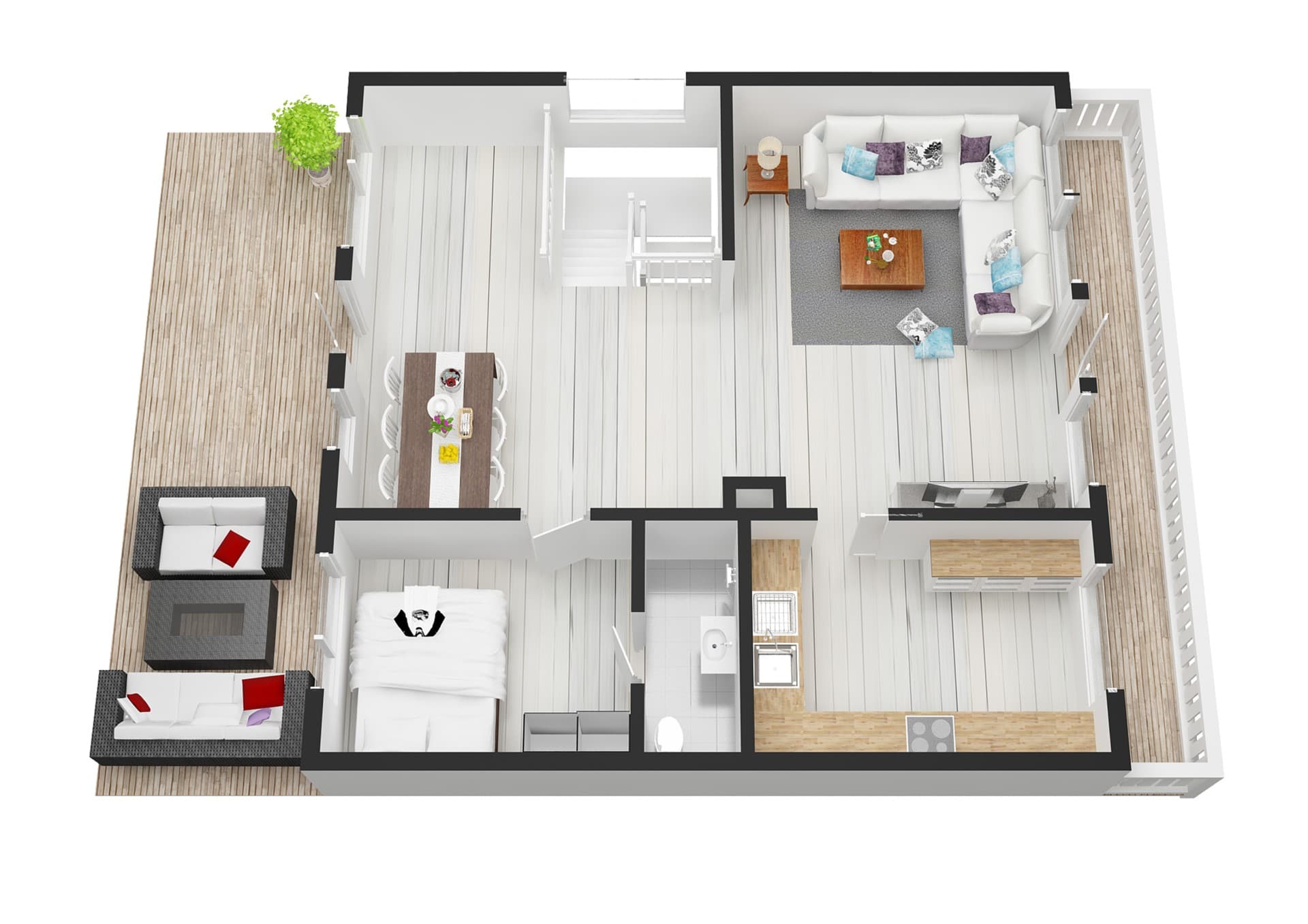 3D floorplan furnishing example