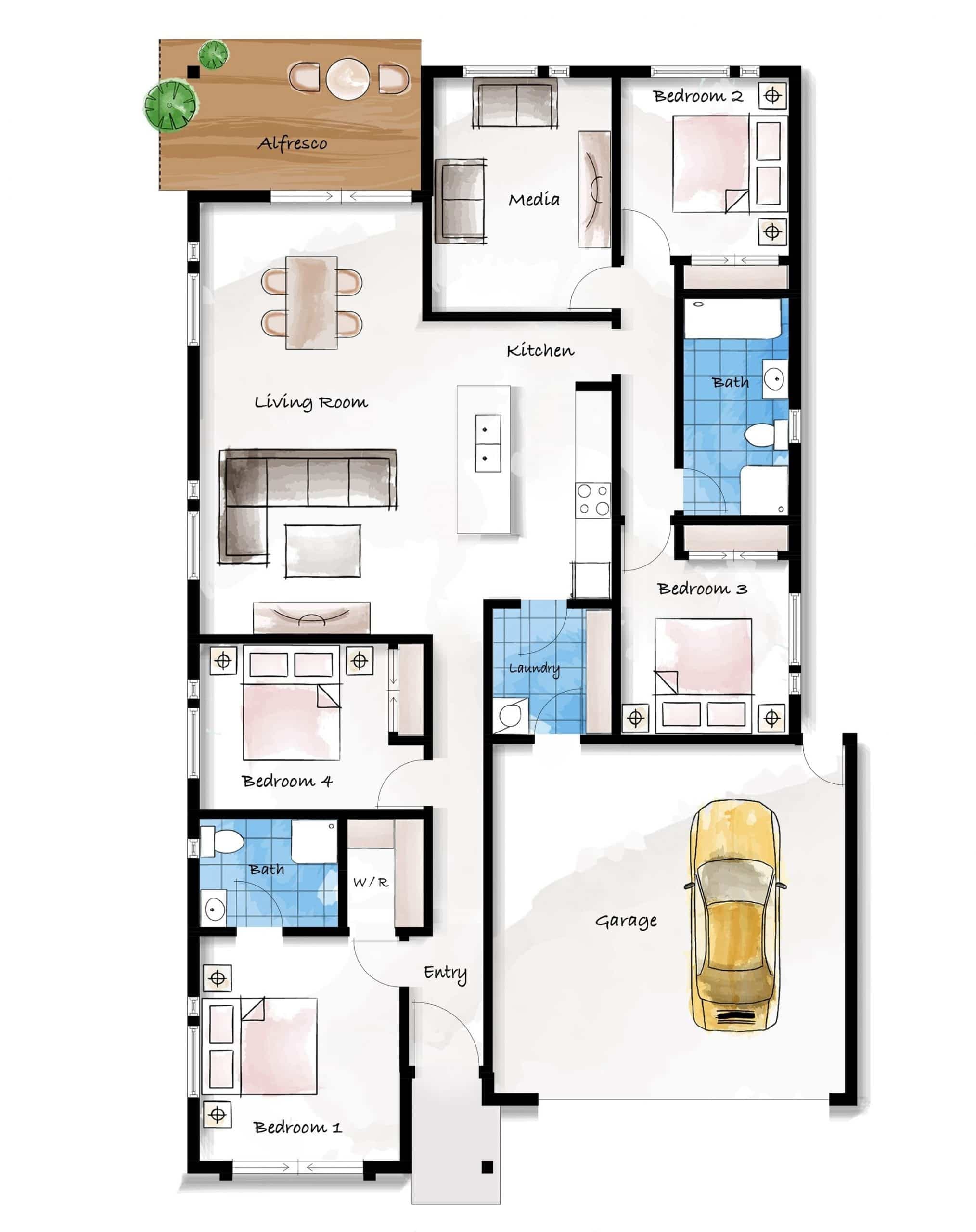 Watercolor Floor Plan example