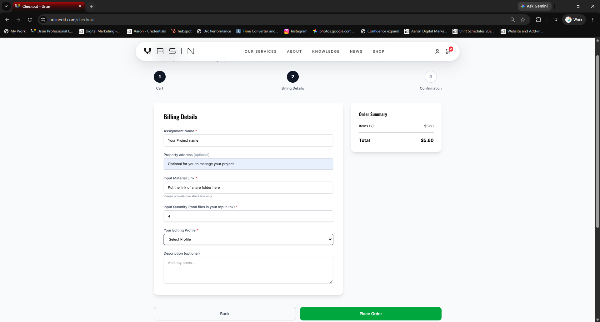 Complete all required checkout fields