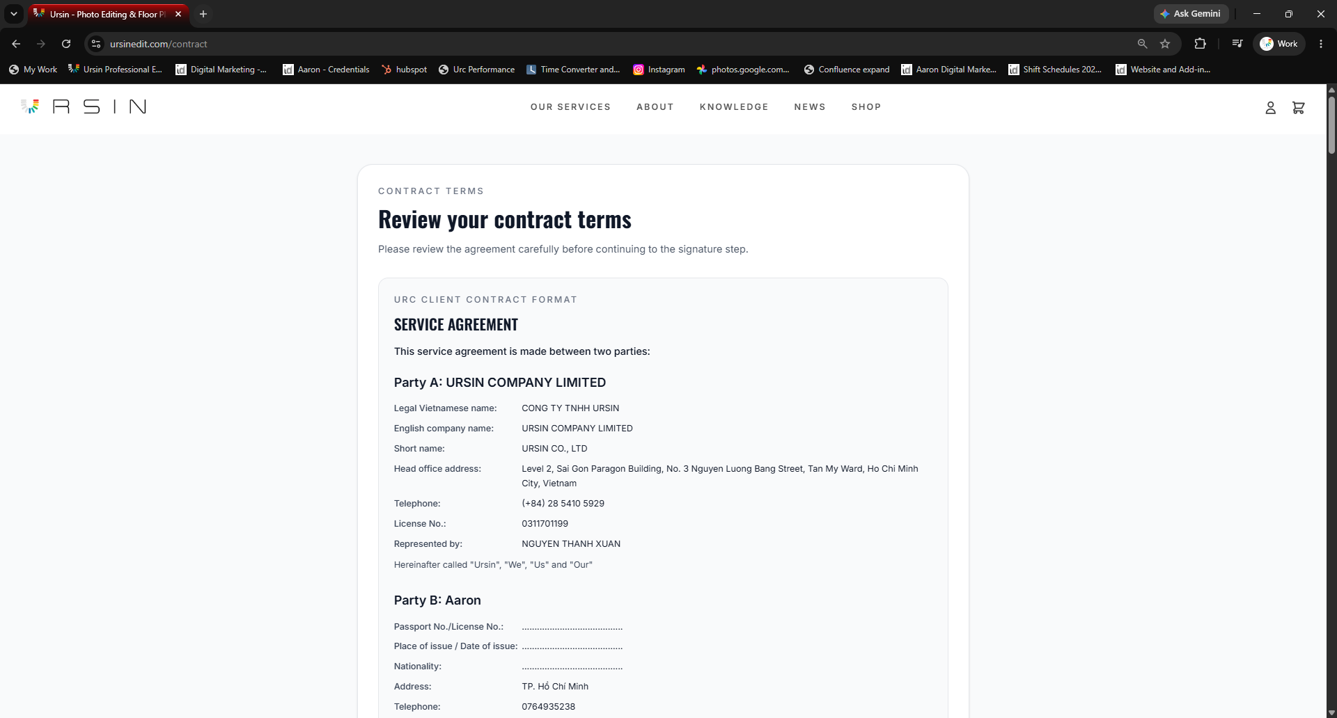 Review, sign, and download your contract