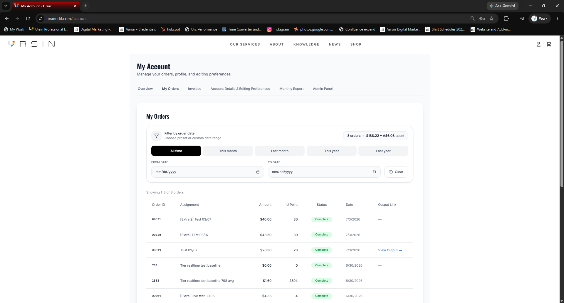 Find and track projects in Order History